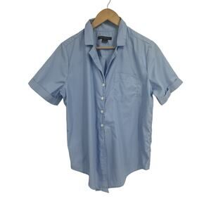 French Connection Blue Pinstripe Collared Short sleeve Button Down Small